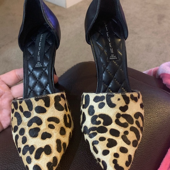 Black Leopard Print Vadah D'orsay Pumps Size US 8 - Picture 4 of 8